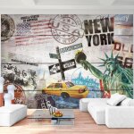Runa art papier peint intissé tapisserie aspect bois new york 352x250 cm (88 m2) - 8 bandes faciles à ... Runa art papier peint intissé tapisserie aspect bois new york 352x250 cm (88 m2) - 8 bandes faciles à ...