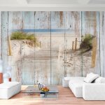 Runa art papier peint intiss tapisserie regard de bois de plage 396x280 cm (111 m2) - 9 bandes faciles ...