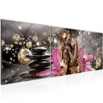 Runa art tableau d�coration murale bouddha orchid�e 90x30 cm - 3 panneaux deco toile pr�t � accrocher ...