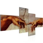 Runa art tableau d�coration murale la cr�ation dadam - michel - ange 200x95cm - 4 panneaux toile pr�t ...