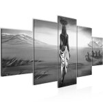 Runa art tableau dcoration murale femme africaine 150x75 cm - 5 panneaux deco toile prt  accrocher ...