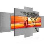 Runa art tableau dcoration murale femme africaine 200x100 cm - 5 panneaux deco toile prt  accrocher ...
