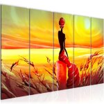 Runa art tableau d�coration murale femme africaine 200x80 cm - 5 panneaux deco toile pr�t � accrocher ...