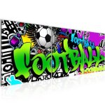 Runa art tableau dcoration murale graffiti football 90x30 cm - 3 panneaux deco toile prt  accrocher ...