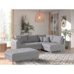Rune - canap dangle - avec pouf dappoint - 4 places - style scandinave - droit - gris clair