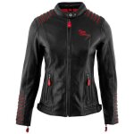 Veste de moto en cuir pour femme rusty stitches amanda - noir / rouge - taille 38 Veste de moto en cuir pour femme rusty stitches amanda - noir / rouge - taille 38