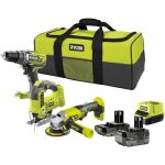 Ryobi 3 outils : 1 perceuse - visseuse r18dd3 + 1 meuleuse 115 mm + 1 scie sauteuse + 2 batteries 4 ah ...