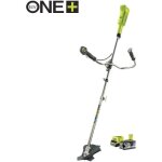 Ryobi - dbroussailleuse 18v one + - guidon -  fil 1 x 16mm - lame 3 dents tri - arc? 20cm + batterie ...