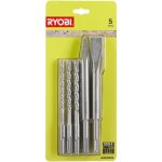 Ryobi - kit 3 forets (6 mm 8 mm 10 mm) et 2 burins sds + (1 pointe et 1 plat) - raksp05