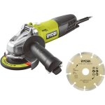 Ryobi - meuleuse dangle 800 w diam. 125 mm - 12 000 tr / min + sac disque diamant 125 mm & cl� de service ...