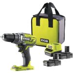 Ryobi - perceuse - visseuse 18v one + 2 vitesses 50nm - eclairage led - avec 2 batteries 2 ah chargeur ...