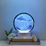 Sablier 3d en verre rond - oemg - bleu - 10cm x 20cm