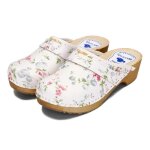 Becomfy sabots femme en cuir semelle bois naturel antid�rapante - blanc