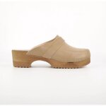 Sabot en cuir - bosabo - annie - beige - semelle en bois flexible - lgance fminine