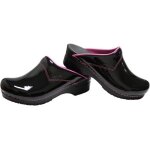 Sabot sanita pour femme - sonto (noir vernis & rose) - adulte - 100% cuir