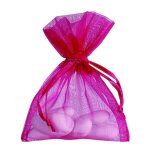 Sac de 10 sachets organza pour drages fuschia