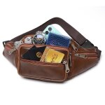 Sac banane cuir homme femme unisexe voyage randonnée courir sport smartphone - marron Sac banane cuir homme femme unisexe voyage randonnée courir sport smartphone - marron