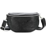 Sac banane femme � bandouli�re similicuir brillant - noir