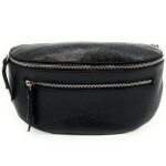 Sac banane - oh my bag - lou - ann - cuir grain� - noir iris� - dimensions 27x17x7 cm