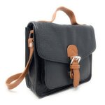 Sac bandouli�re cartable en cuir grain� calvi noir - oh my bag - sac � main - noir - femme