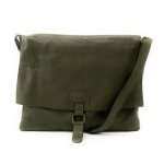 Sac bandoulire en cuir grain coquette - oh my bag - kaki - femme - l 34 x h 30 x p 2 cm - rabat