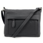 Sac bandoulire en cuir lisse neo noir - oh my bag - homme - zippe - 26 x 21 x 4 cm