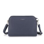 Sac bandouli�re femme besace ville multi - poches similicuir grain� - bleu marine - flora co paris