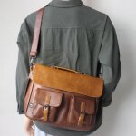 Sac bandoulire homme sacoche ordinateur portable bureau mallette messenger besace laptop travail - marron ...