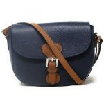 Sac bandouli�re ina scot bleu fonc� - oh my bag - femme - cuir grain� - 23(au plus long) x 17 x 7 cm