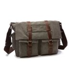 Sac bandouli�re sacoche homme en toile vintage sac d�paule multifonction couleur unie - gris