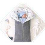 Sac de couchage bb - ecelen - gigoteuse 01 - gris 1 - bleu - 75x35 cm - tricot