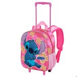 Sac  dos 3d  roulettes petit - disney lilo et stitch cute - rose - taille unique