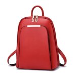 Sac � dos en cuir - funmoon - grande capacit� - rouge - 26x13x32 cm - femme