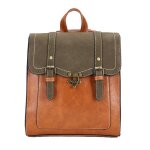 Sac � dos en cuir - funmoon - vintage orange - 25x12x30 cm - style preppy - femme