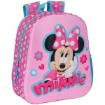 Sac  dos dcole minnie mouse - safta - design 3d - adaptable au chariot - enfant - rose