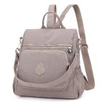 Sac  dos femme antivol vitata - tissu impermable - petite capacit - brun clair