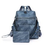 Sac � dos femme insfity - bleu pu cuir - casual - grande capacit�