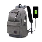 Sac � dos hommes femmes charge usb r�tro toile trou d�couteurs voyage sport d�contract�e multifonctionnel ...