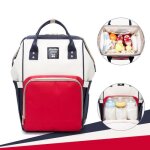 Sac à dos à langer bébé imperméable en oxford grande capacité 55l papa mama voyage rouge et blanc Sac à dos à langer bébé imperméable en oxford grande capacité 55l papa mama voyage rouge et blanc