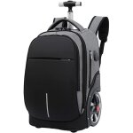 Sac  dos avec roulettes - zgeer - compatible a4 - noir - polyester - 19 x 55 cm