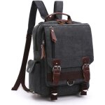 Sac � dos en toile vintage - insfity - noir - 29x11x33(cm) - bandouli�re r�glable - multi pockets
