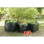 Sac de jardin - lot de 3 - noir - 70l 100l 170l - poly�thyl�ne tress� - haute r�sistance