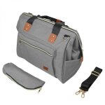 Sac à langer multifonction pour bébé 12 poches avec trousse isotherme - 47 x 30 x 18. 5 cm - gris clair ... Sac à langer multifonction pour bébé 12 poches avec trousse isotherme - 47 x 30 x 18. 5 cm - gris clair ...