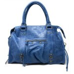 Sac � main en cuir italien effet bross� sandstorm bleu denim - oh my bag - sac � main - cuir - femme