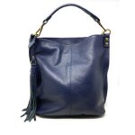 Sac � main en cuir italien tanah bleu marine - oh my bag - femme - epaule - cuir