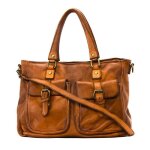 Sac � main en cuir d�lav� - oh my bag - jenner - marron - camel - epaule - l 32 x h 28 x p 15 cm