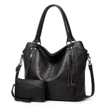 Sac � main jinding 058 bandouli�re femme cuir pu 2pcs sac belle - m�re noir