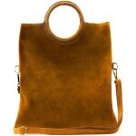 Sac � main femme en cuir nubuck - oh my bag - cognac fonc� - 28x31x3 cm