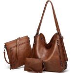 Sac � main femme ensemble - fondupin - marron - pu cuir matelass� - bandouli�re