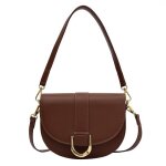 Sac � main femme - fondupin - petit sac bandouli�re - cuir pu - marron - 17x20x7 cm